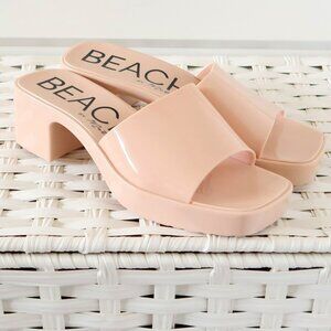 Beach by Matisse Nude Jelly Block Heel Slide Sandals Waterproof Summer Shoes 9